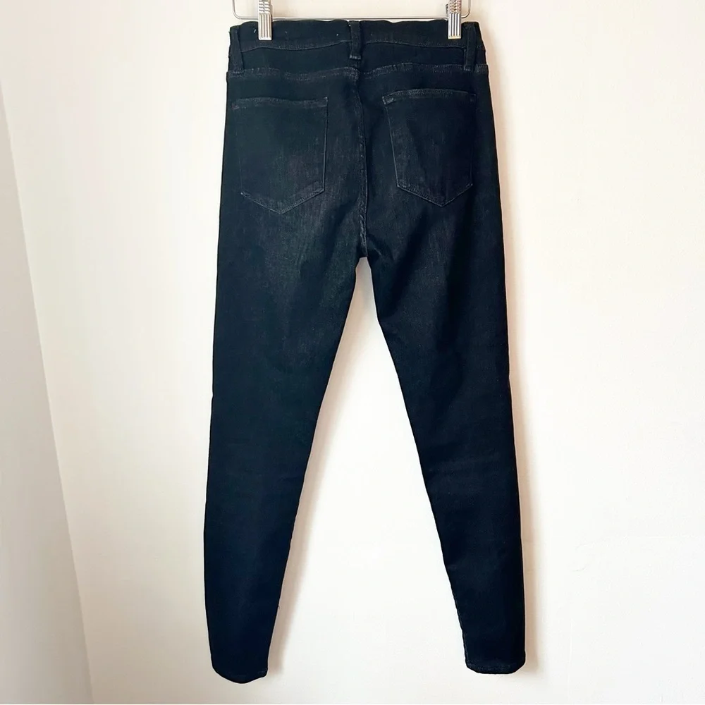 Frame Le High Skinny Jeans Split Hem Black Corvo Stretch - Size 27 - Picture 5 of 11